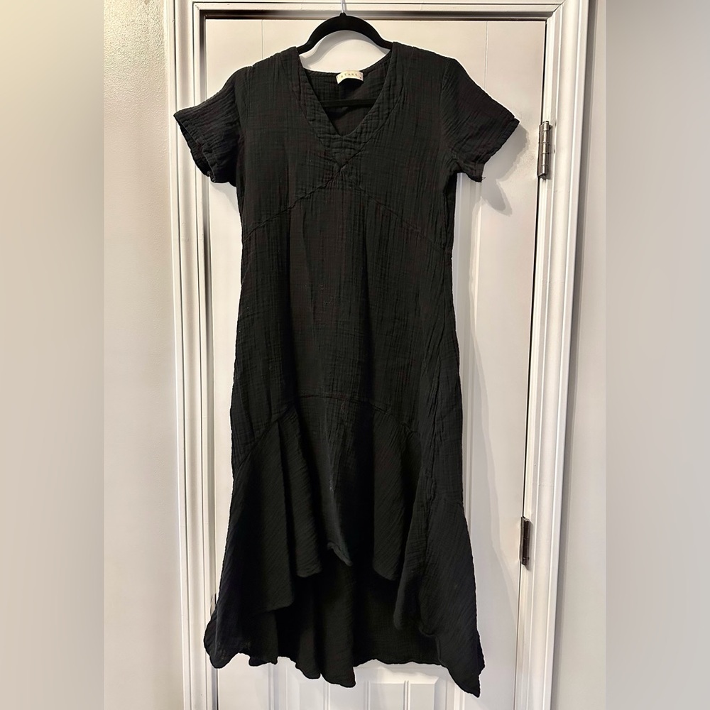 Stark X Black Gauze V-Neck High Low Hem Dress Size Small